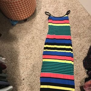 Long spaghetti strap stripped dress